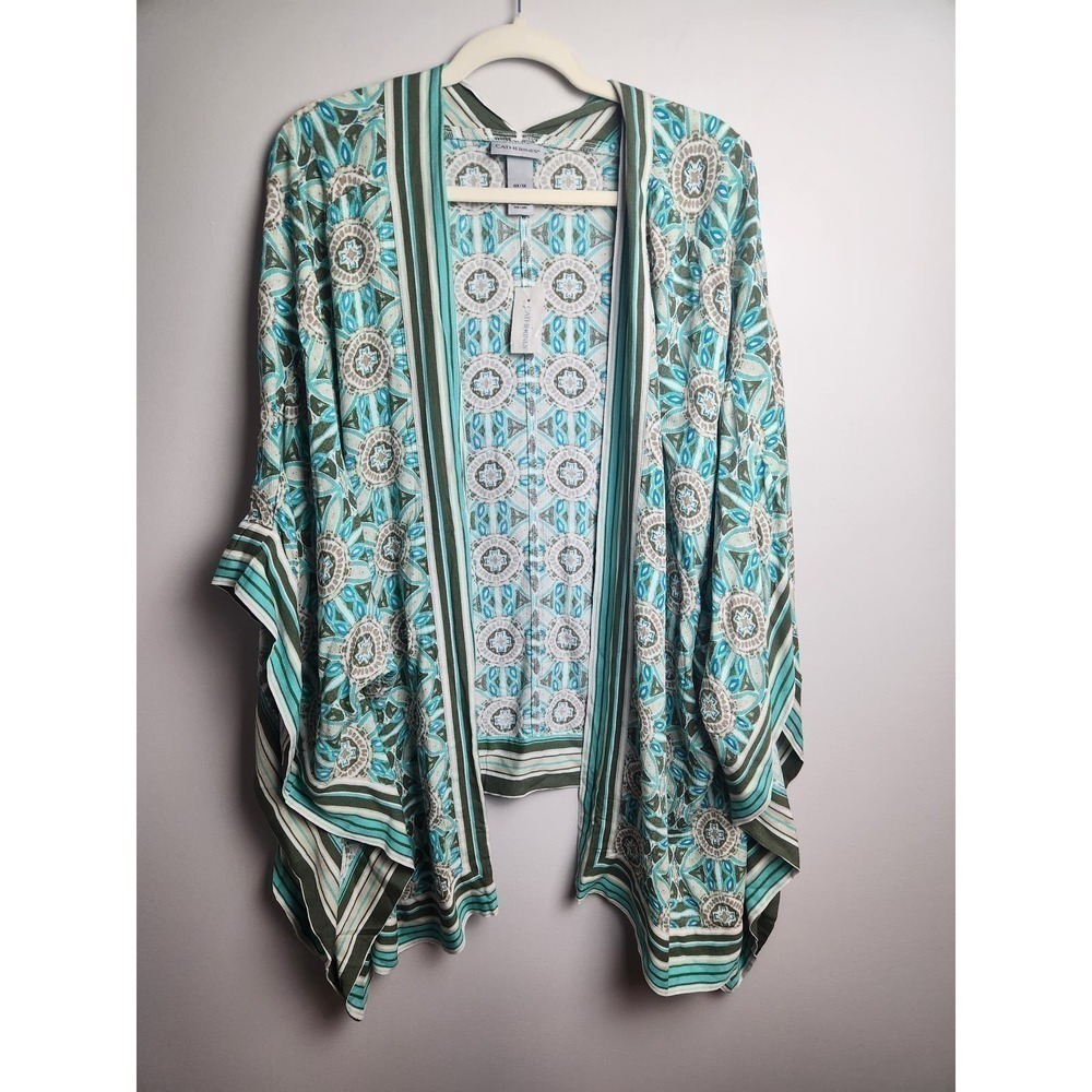 Catherines Springwater Gauze Kimono sz XL 1X Geoprint nwt boho festival